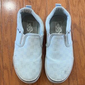 Vans Kids Slip-On Checkerboard Sneakers - Light Blue/White